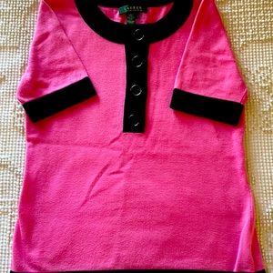 Pink & Black Shirt Sleeve Sweater by Lauren